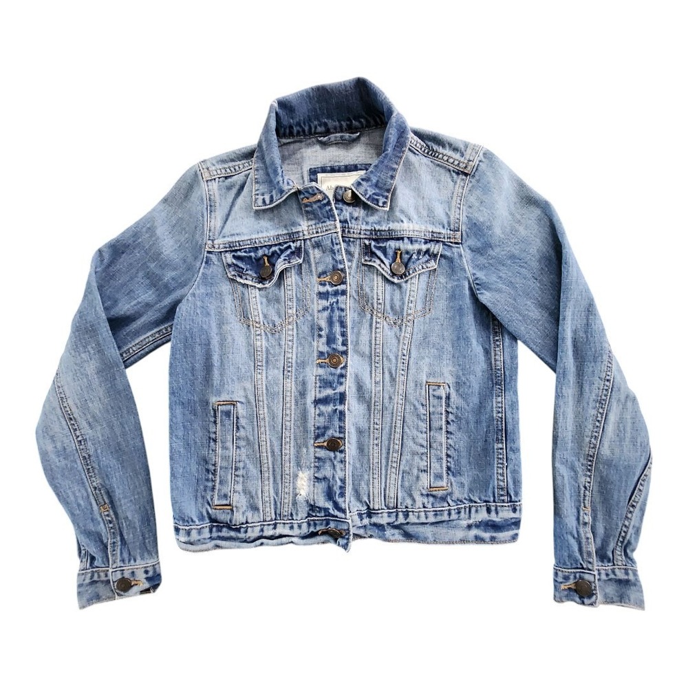 Abercrombie & Fitch Blue Denim Jacket Small Timeless Trucker Y2K Jean Distressed